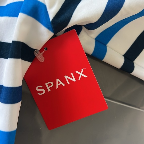 NEW SPANX Ocean Stripe Coastal Blue SMALL Swim Sun Rash Protection Shirt UPF 50+ - Picture 7 of 7